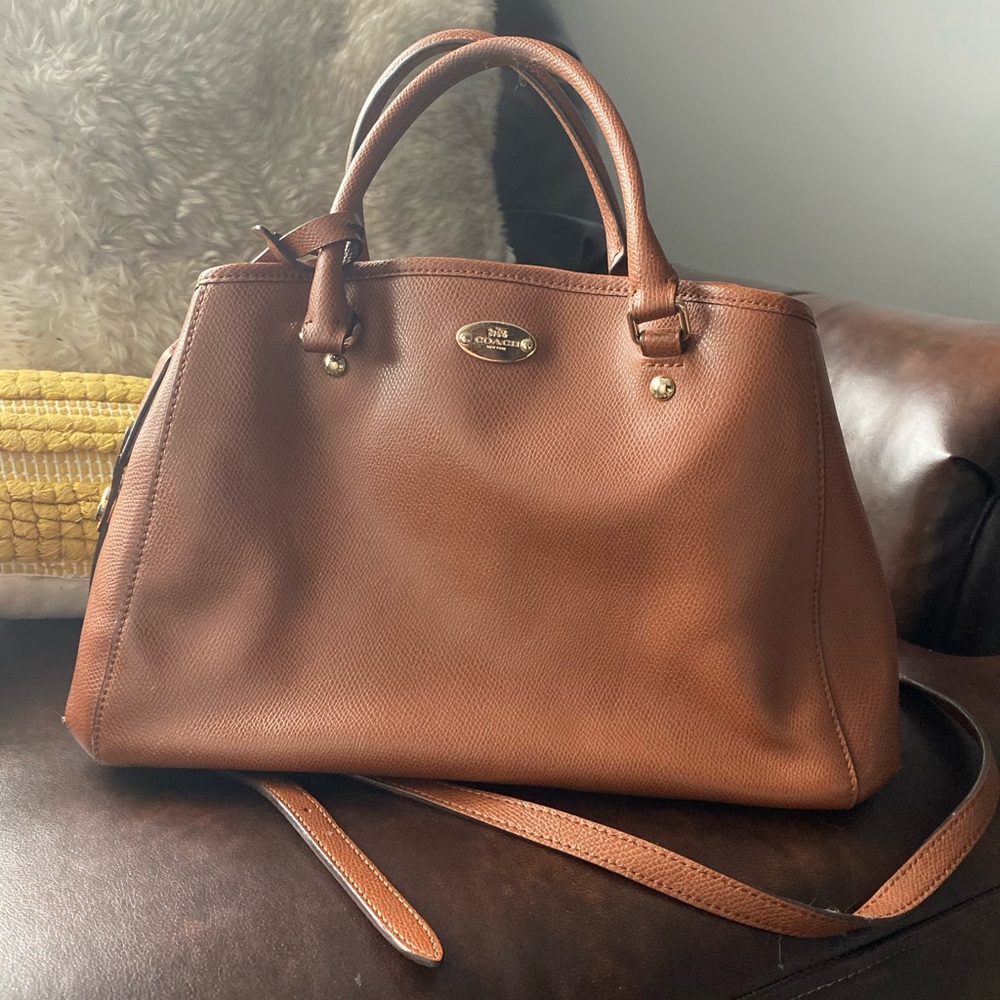 Brown leather coach purse